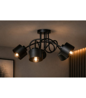 Simply Curved Multi Arm Semi Flush Ceiling Lamp Black 5x E27-2