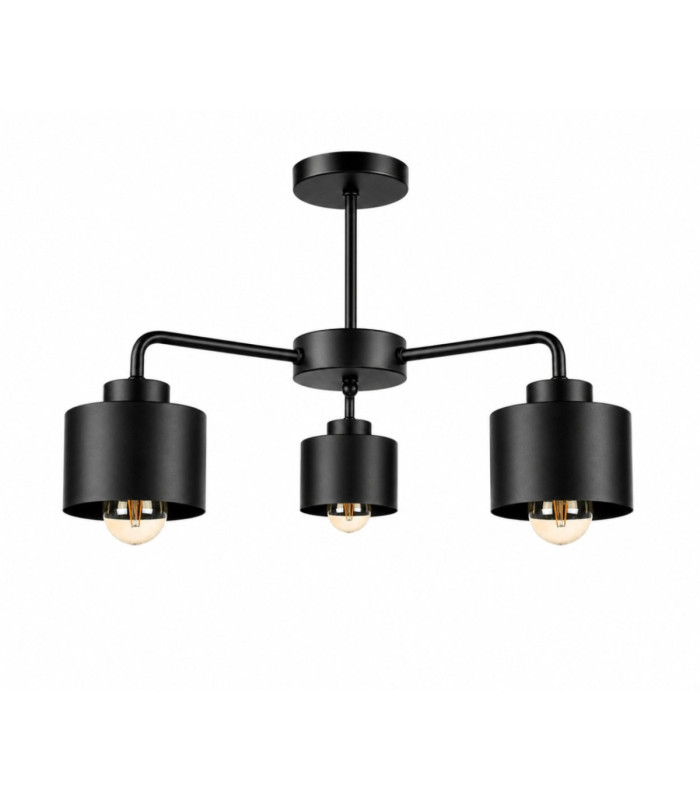 Simply Multi Arm Semi Flush Ceiling Lamp Black 3x E27-1