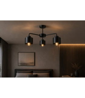Simply Multi Arm Semi Flush Ceiling Lamp Black 3x E27-2