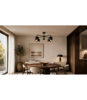Simply Multi Arm Semi Flush Ceiling Lamp Black 5x E27-2