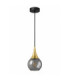 Lacrima Dome Pendant Ceiling Light Black Gold Smoky Glass Shade 1x E27-1