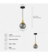 Lacrima Dome Pendant Ceiling Light Black Gold Smoky Glass Shade 1x E27-4