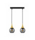 Lacrima Bar Pendant Ceiling Light Black Gold Smoky Glass Shade 2x E27-1