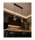 Lacrima Bar Pendant Ceiling Light Black Gold Smoky Glass Shade 2x E27-3