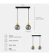 Lacrima Bar Pendant Ceiling Light Black Gold Smoky Glass Shade 2x E27-4