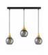 Lacrima Bar Pendant Ceiling Light Black Gold Smoky Glass Shade 3x E27-1