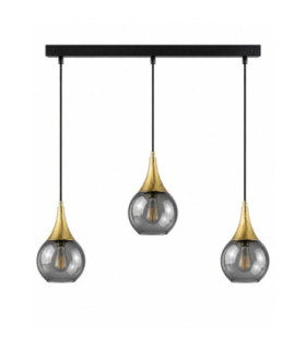 Lacrima Bar Pendant Ceiling Light Black Gold Smoky Glass Shade 3x E27-1