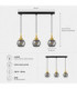 Lacrima Bar Pendant Ceiling Light Black Gold Smoky Glass Shade 3x E27-4