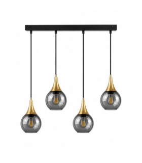 Lacrima Bar Pendant Ceiling Light Black Gold Smoky Glass Shade 4x E27-1