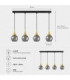 Lacrima Bar Pendant Ceiling Light Black Gold Smoky Glass Shade 4x E27-4