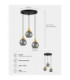 Lacrima Cluster Pendant Ceiling Light Black Gold Smoky Glass Shade 3x E27-4