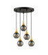 Lacrima Cluster Pendant Ceiling Light Black Gold Smoky Glass Shade 5x E27-1