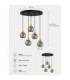 Lacrima Cluster Pendant Ceiling Light Black Gold Smoky Glass Shade 5x E27-4