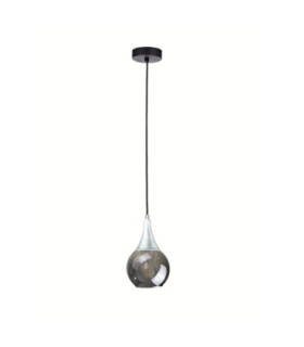 Lacrima Dome Pendant Ceiling Light Black Silver Smoky Glass Shade 1x E27-1