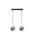 Lacrima Bar Pendant Ceiling Light Black Silver Smoky Glass Shade 2x E27-1
