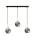 Lacrima Bar Pendant Ceiling Light Black Silver Smoky Glass Shade 3x E27-1