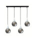 Lacrima Bar Pendant Ceiling Light Black Silver Smoky Glass Shade 4x E27-1