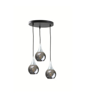 Lacrima Cluster Pendant Ceiling Light Black Silver Smoky Glass Shade 3x E27-1