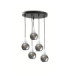 Lacrima Cluster Pendant Ceiling Light Black Silver Smoky Glass Shade 5x E27-1
