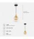 Lacrima Dome Pendant Ceiling Light Black Gold Amber Glass Shade 1x E27-4