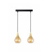 Lacrima Bar Pendant Ceiling Light Black Gold Amber Glass Shade 2x E27-1