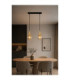 Lacrima Bar Pendant Ceiling Light Black Gold Amber Glass Shade 2x E27-2