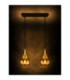 Lacrima Bar Pendant Ceiling Light Black Gold Amber Glass Shade 2x E27-5