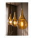 Lacrima Bar Pendant Ceiling Light Black Gold Amber Glass Shade 3x E27-3