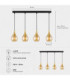Lacrima Bar Pendant Ceiling Light Black Gold Amber Glass Shade 4x E27-4