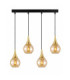 Lacrima Bar Pendant Ceiling Light Black Gold Amber Glass Shade 4x E27-7