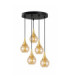 Lacrima Cluster Pendant Ceiling Light Black Gold Amber Glass Shade 5x E27-1