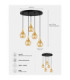 Lacrima Cluster Pendant Ceiling Light Black Gold Amber Glass Shade 5x E27-4