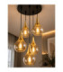 Lacrima Cluster Pendant Ceiling Light Black Gold Amber Glass Shade 5x E27-6
