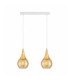 Lacrima Bar Pendant Ceiling Light White Gold Amber Glass Shade 2x E27-1