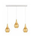 Lacrima Bar Pendant Ceiling Light White Gold Amber Glass Shade 3x E27-1