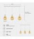 Lacrima Bar Pendant Ceiling Light White Gold Amber Glass Shade 3x E27-4
