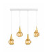 Lacrima Bar Pendant Ceiling Light White Gold Amber Glass Shade 4x E27-1