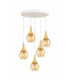 Lacrima Cluster Pendant Ceiling Light White Gold Amber Glass Shade 5x E27-1