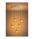 Lacrima Cluster Pendant Ceiling Light White Gold Amber Glass Shade 5x E27-5