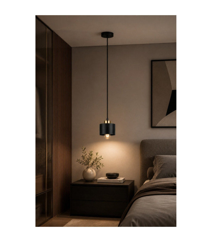 Simply Slim Pendant Ceiling Light Black Gold 1x E27-2