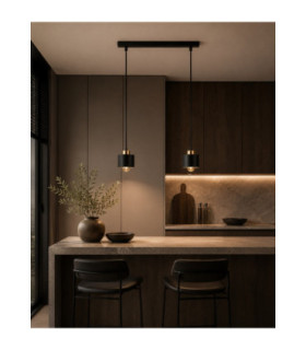 Simply Bar Pendant Ceiling Light Black Gold 2x E27-2