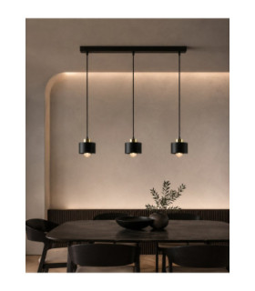 Simply Bar Pendant Ceiling Light Black Gold 3x E27-2