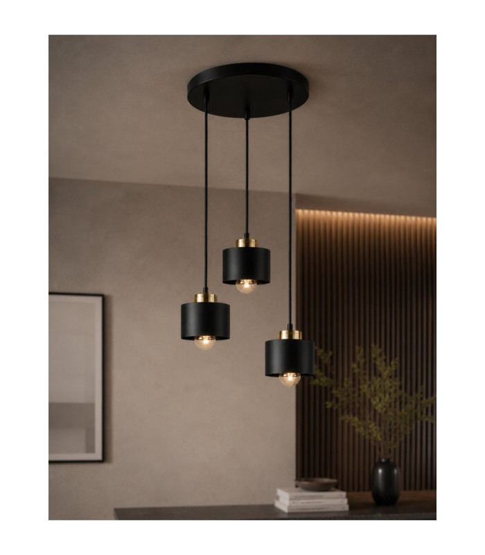 Simply Cluster Pendant Ceiling Light Black Gold 3x E27-2