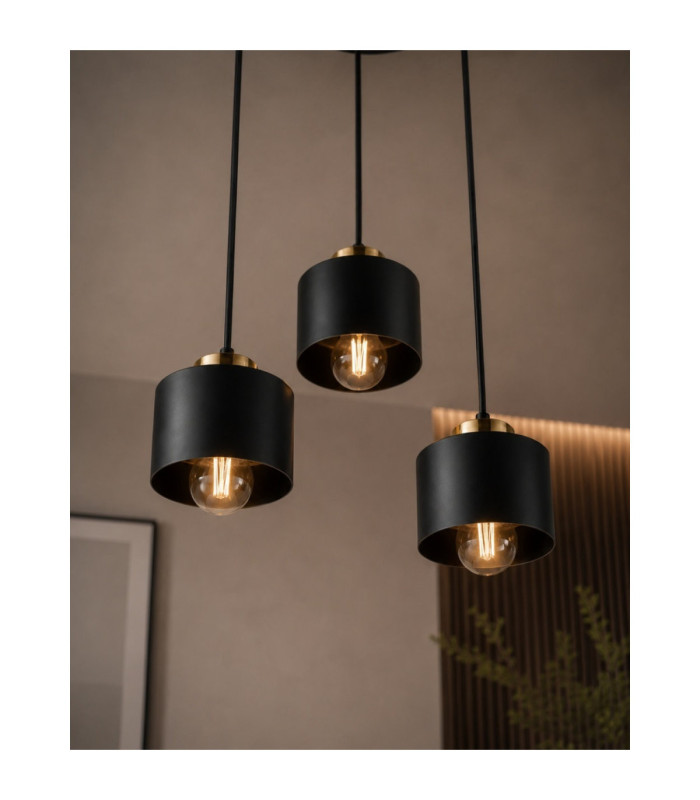 Simply Cluster Pendant Ceiling Light Black Gold 3x E27-3