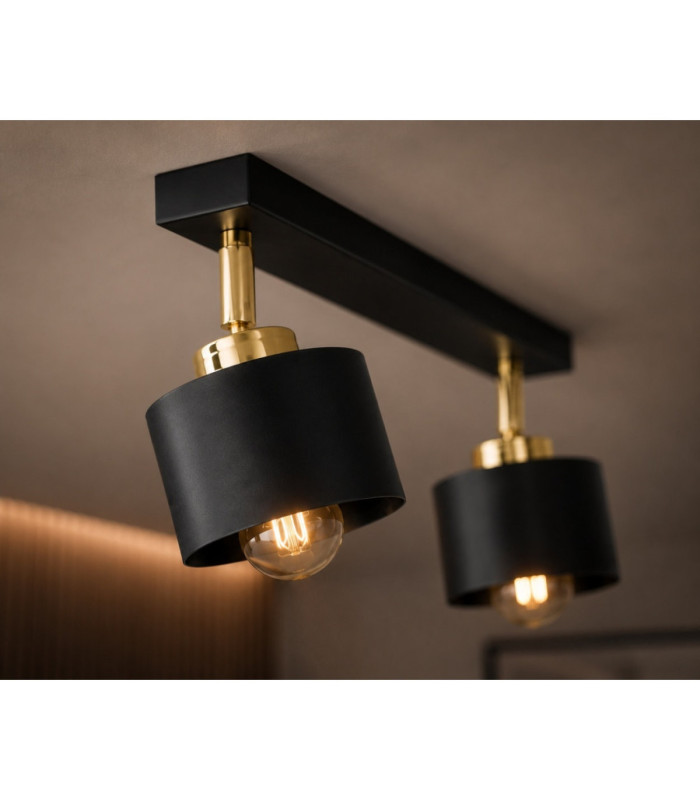 Simply Twin Ceiling Spotlight Black Gold 2x E27-3