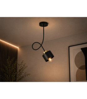 Simply Curved Semi Flush Ceiling Light Black Gold 1x E27-2
