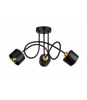 Simply Curved Multi Arm Semi Flush Ceiling Lamp Black Gold 3x E27-1