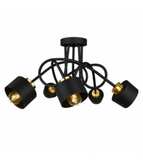 Simply Curved Multi Arm Semi Flush Ceiling Lamp Black Gold 5x E27-1