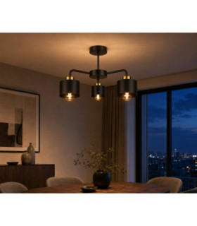 Simply Multi Arm Semi Flush Ceiling Lamp Black Gold 3x E27-2