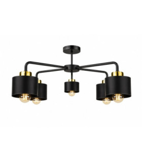 Simply Multi Arm Semi Flush Ceiling Lamp Black Gold 5x E27-1